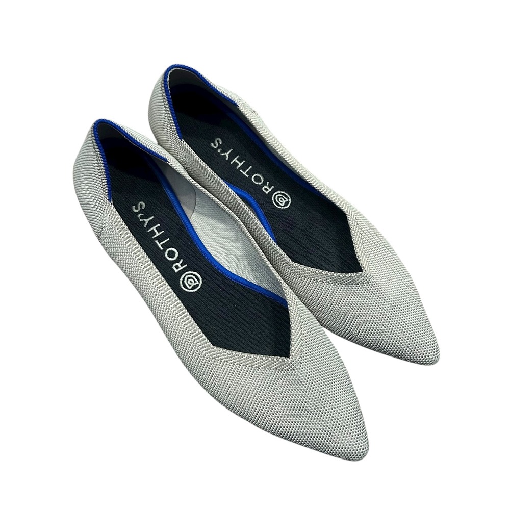 Rothy's The Point Flats Women's Knit Slip On Shoes Gray Blue‎ Size 11.5
